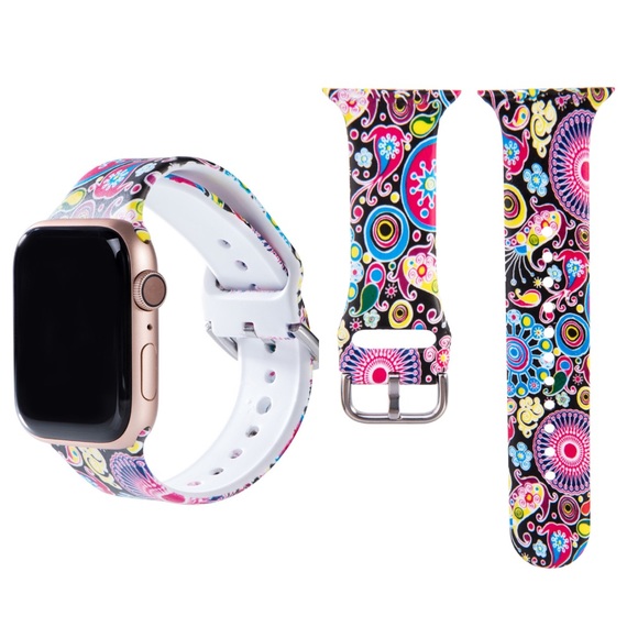 Pop Art Floral Silicone Watchband for Apple - Picture 9 of 16